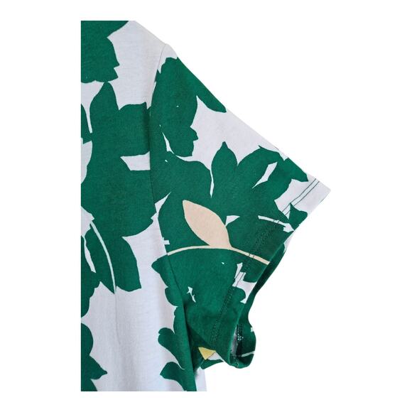 LIZ CLAIBORNE Women's L Dress Shift Green White Tropical Floral Pockets Cotton - Picture 6 of 9